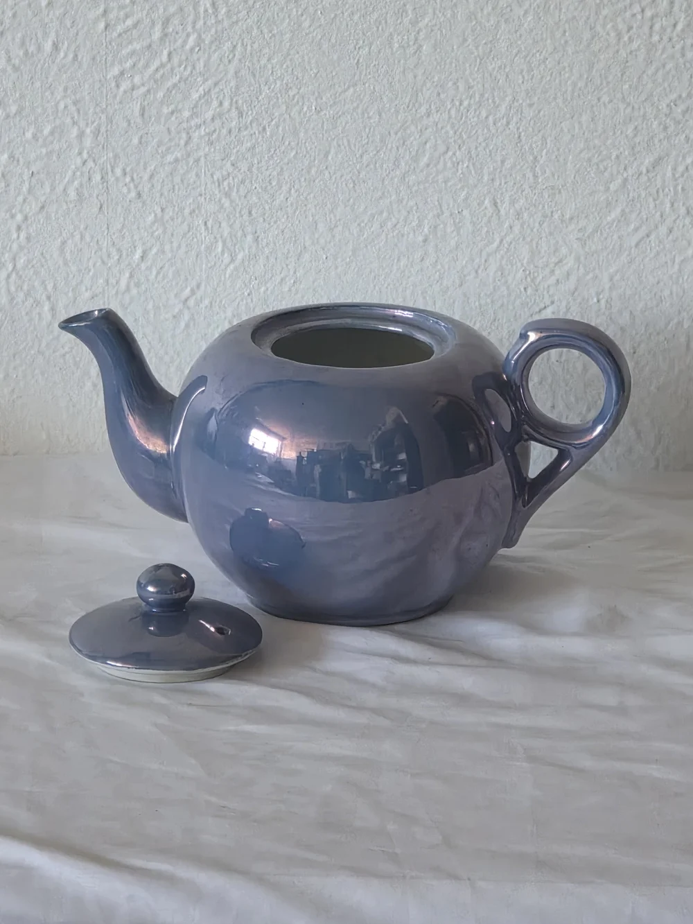 Vintage Iridescent Blue Lusterware Teapot